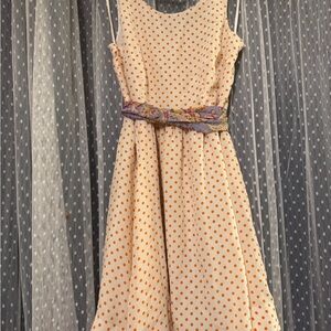 Anthropologie Moulinette Soeurs Polkadot A-Line Dress with Sash